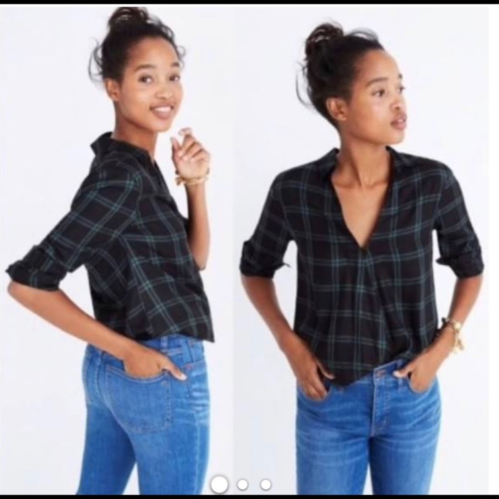Madewell Wrap-Front Shirt in Palma Plaid XL
